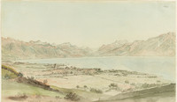 Vevey, Gesamtansicht von Norden mit Genfersee