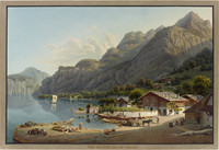 Blick auf einen Teil des Hafens von Flüelen und auf den Urnersee.